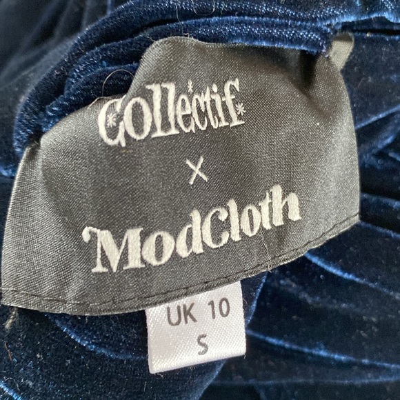 Modcloth x Collectif Velvet Wrap Maxi Dress Navy Blue Size 10 Large - Picture 6 of 11